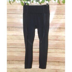 Fabletics Motion365 Ladies Black Hi Rise Leggings Size S 7/8 Crop Sheer Panel